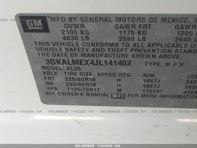 Photo 8 VIN: 3GKALMEX4JL141462 - GMC TERRAIN 