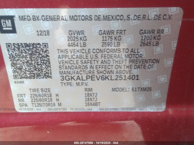 Photo 8 VIN: 3GKALPEV6KL251401 - GMC TERRAIN 