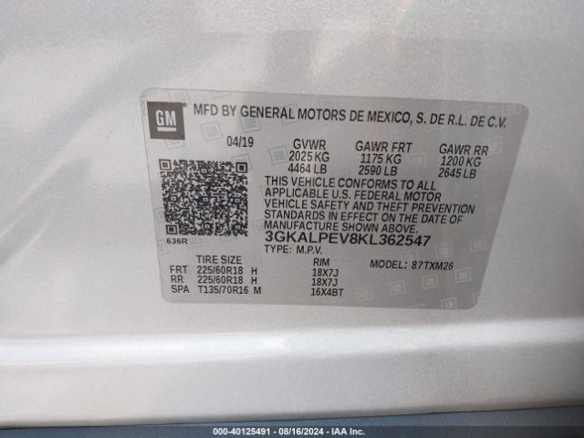 Photo 8 VIN: 3GKALPEV8KL362547 - GMC TERRAIN 