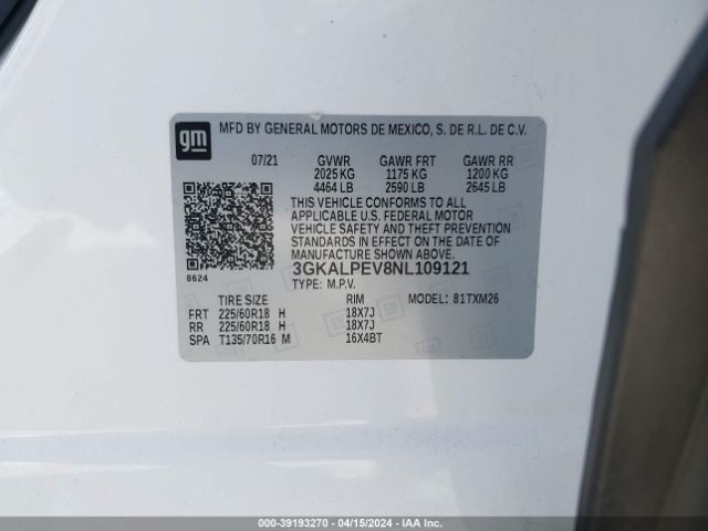 Photo 8 VIN: 3GKALPEV8NL109121 - GMC TERRAIN 