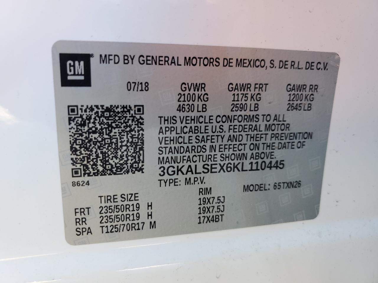 Photo 12 VIN: 3GKALSEX6KL110445 - GMC TERRAIN 