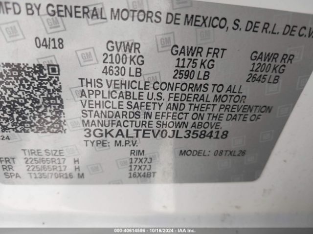 Photo 8 VIN: 3GKALTEV0JL358418 - GMC TERRAIN 