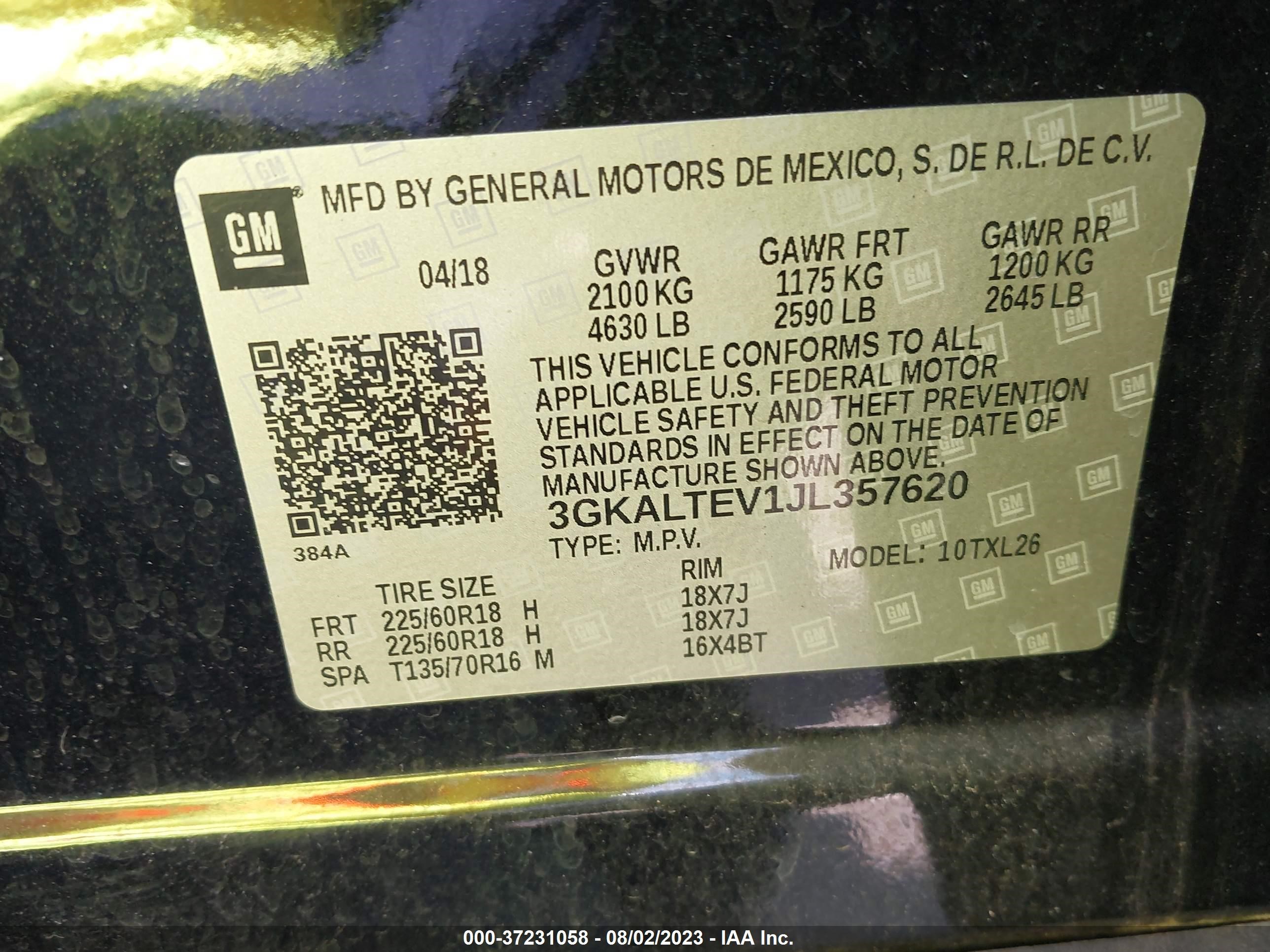 Photo 8 VIN: 3GKALTEV1JL357620 - GMC TERRAIN 