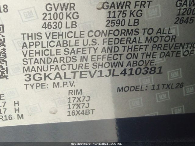 Photo 8 VIN: 3GKALTEV1JL410381 - GMC TERRAIN 