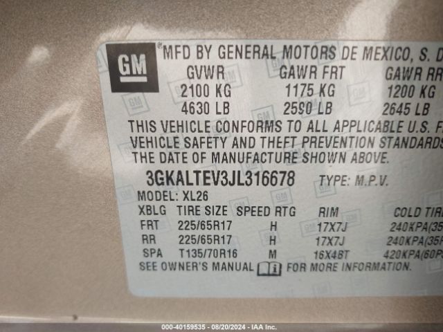 Photo 8 VIN: 3GKALTEV3JL316678 - GMC TERRAIN 