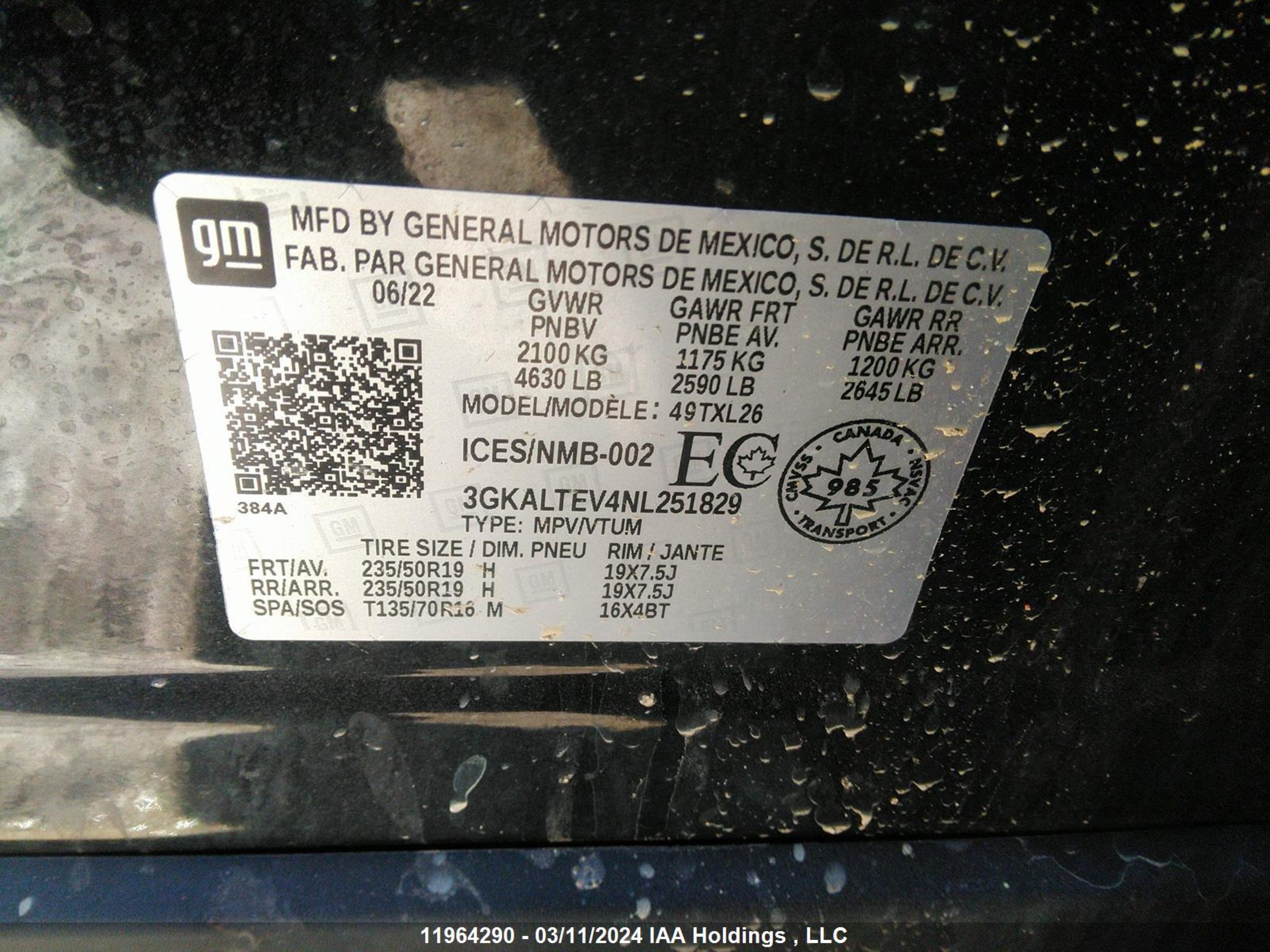 Photo 8 VIN: 3GKALTEV4NL251829 - GMC TERRAIN 