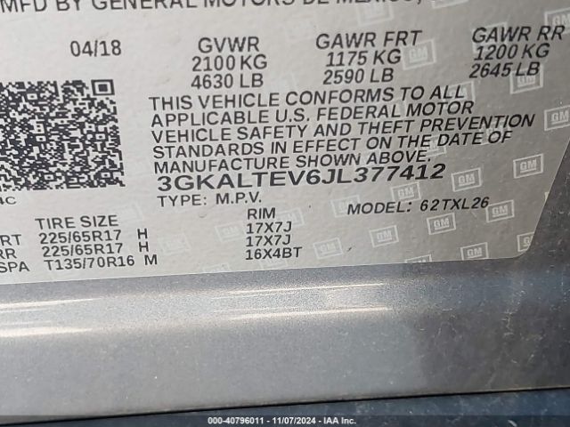 Photo 8 VIN: 3GKALTEV6JL377412 - GMC TERRAIN 