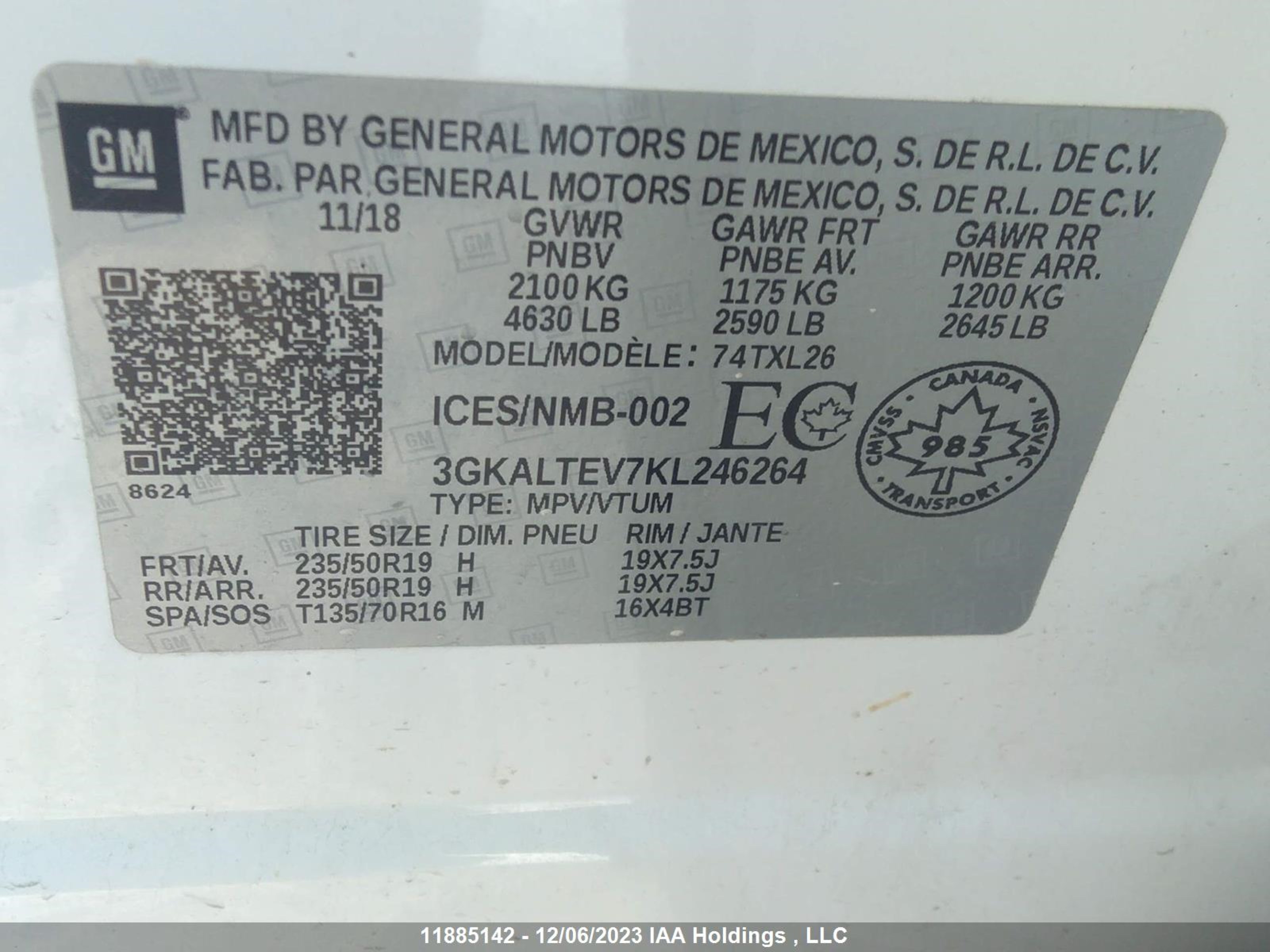 Photo 8 VIN: 3GKALTEV7KL246264 - GMC TERRAIN 