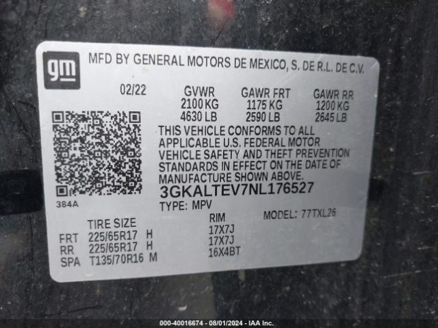 Photo 8 VIN: 3GKALTEV7NL176527 - GMC TERRAIN 