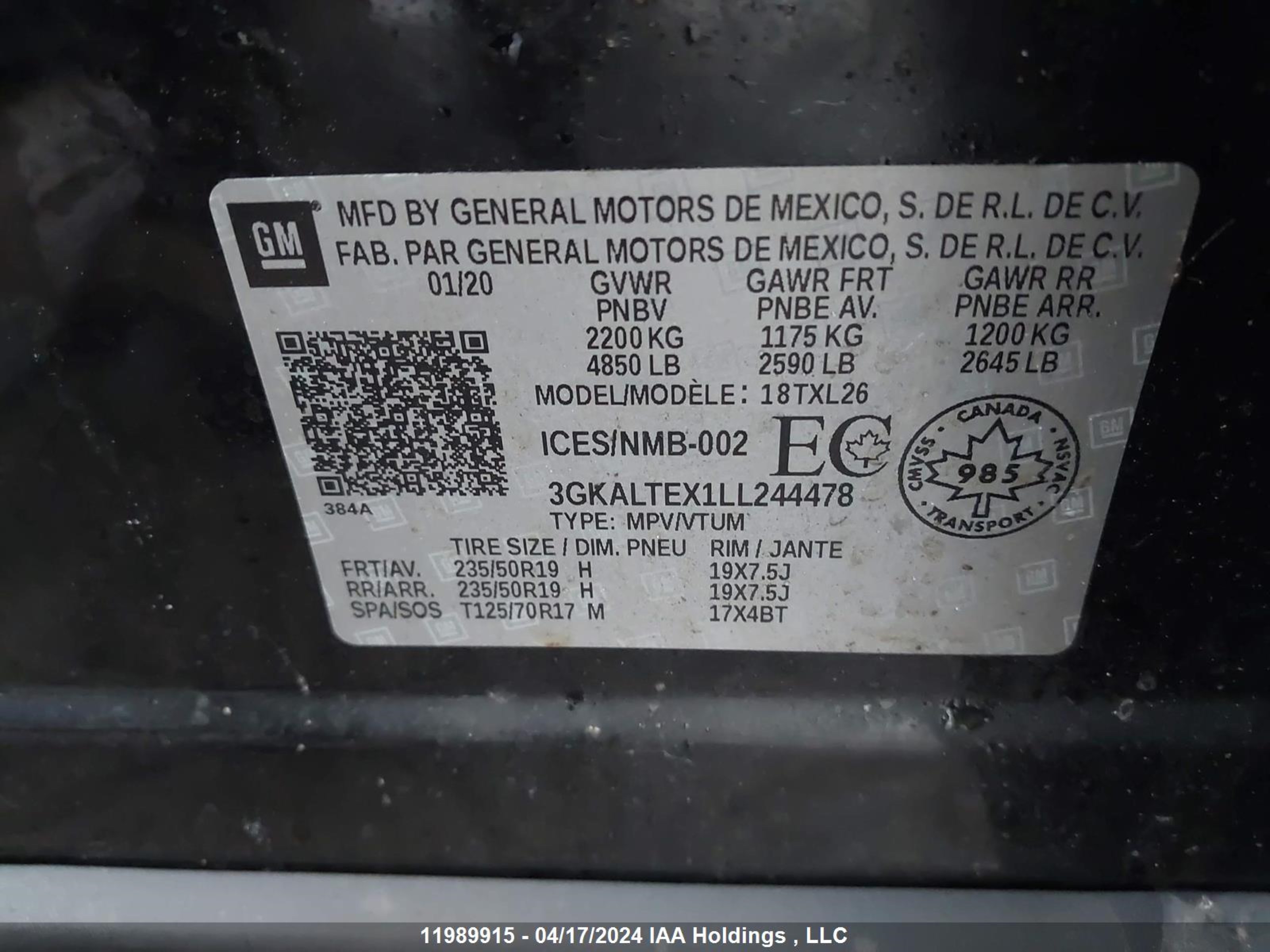 Photo 8 VIN: 3GKALTEX1LL244478 - GMC TERRAIN 