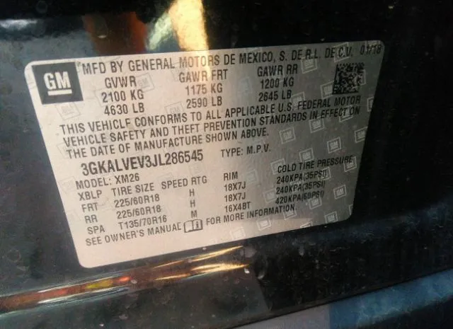 Photo 8 VIN: 3GKALVEV3JL286545 - GMC TERRAIN 