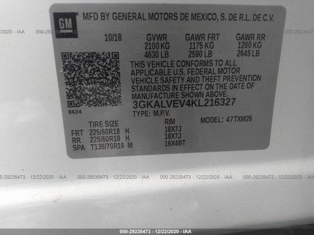 Photo 8 VIN: 3GKALVEV4KL216327 - GMC TERRAIN 