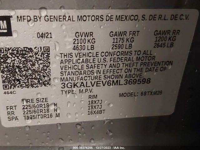 Photo 8 VIN: 3GKALVEV6ML369598 - GMC TERRAIN 