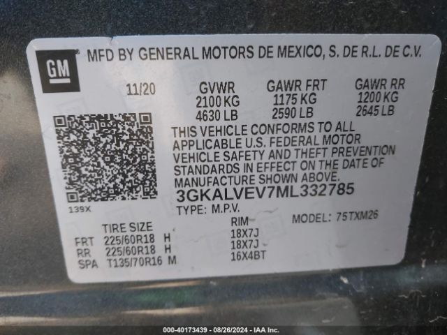 Photo 8 VIN: 3GKALVEV7ML332785 - GMC TERRAIN 