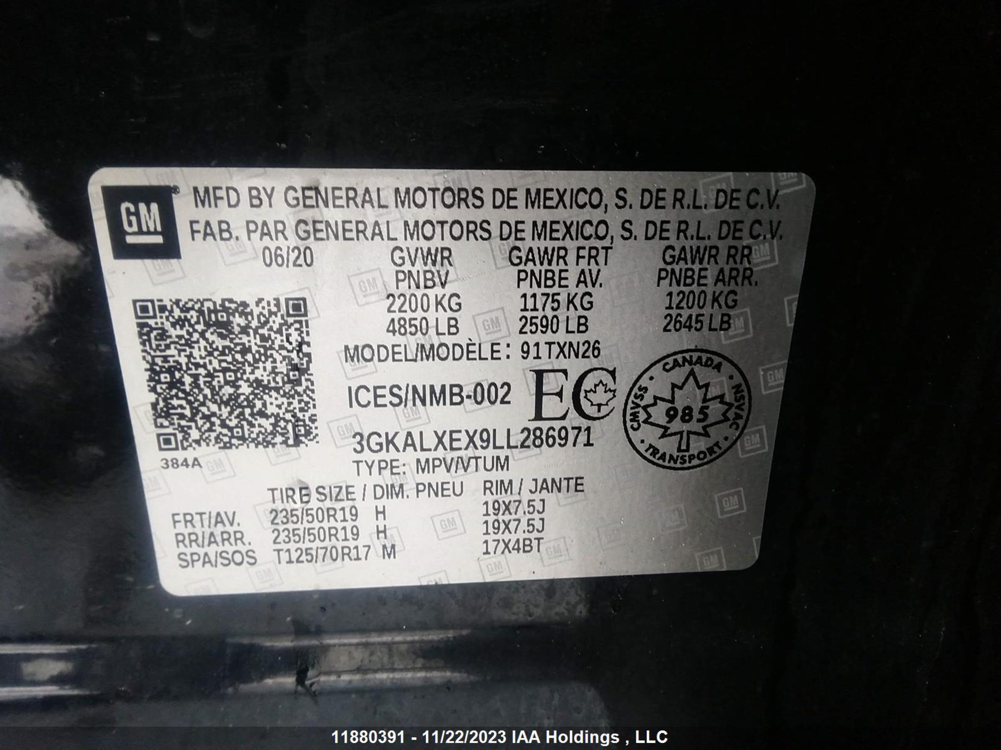 Photo 8 VIN: 3GKALXEX9LL286971 - GMC TERRAIN 