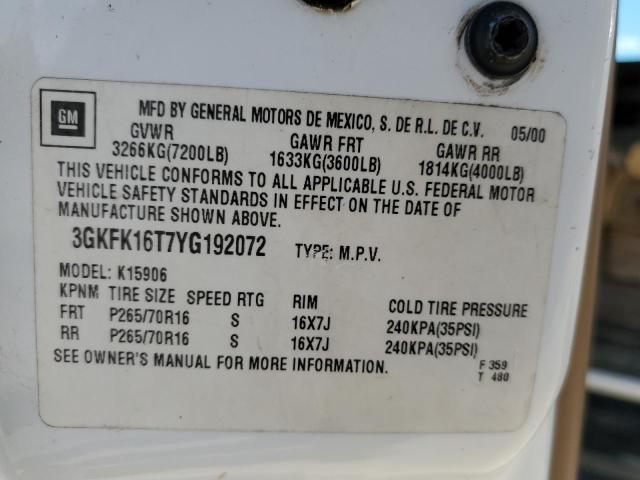 Photo 12 VIN: 3GKFK16T7YG192072 - GMC YUKON 