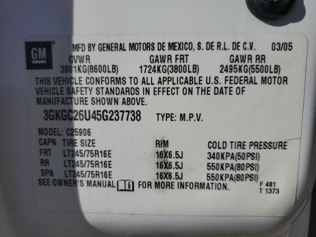 Photo 12 VIN: 3GKGC26U45G237738 - GMC YUKON XL C 