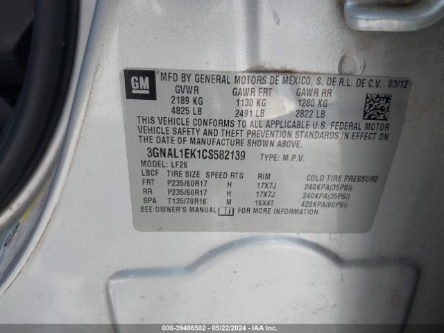 Photo 8 VIN: 3GNAL1EK1CS582139 - CHEVROLET CAPTIVA 