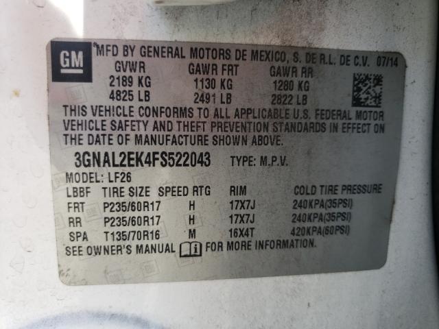 Photo 9 VIN: 3GNAL2EK4FS522043 - CHEVROLET CAPTIVA LS 