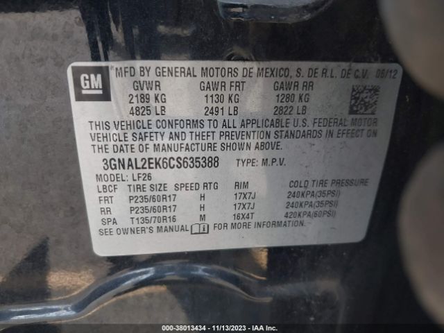 Photo 8 VIN: 3GNAL2EK6CS635388 - CHEVROLET CAPTIVA SPORT 