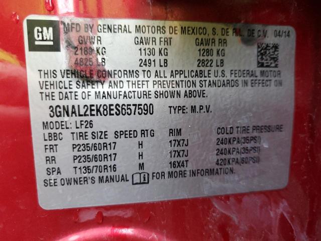 Photo 11 VIN: 3GNAL2EK8ES657590 - CHEVROLET CAPTIVA 