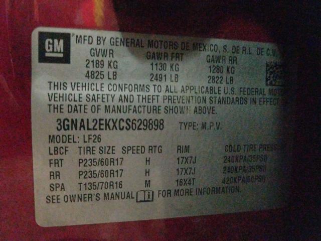 Photo 9 VIN: 3GNAL2EKXCS629898 - CHEVROLET CAPTIVA SP 