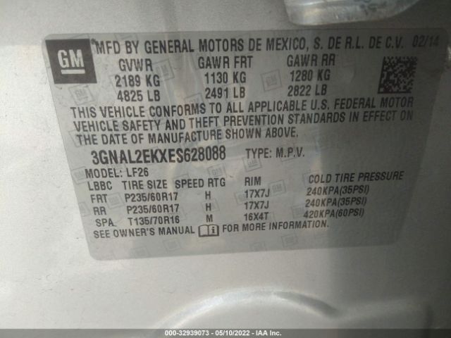 Photo 8 VIN: 3GNAL2EKXES628088 - CHEVROLET CAPTIVA SPORT FLEET 