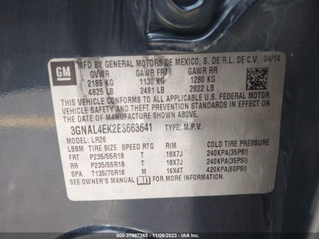 Photo 8 VIN: 3GNAL4EK2ES663641 - CHEVROLET CAPTIVA SPORT 