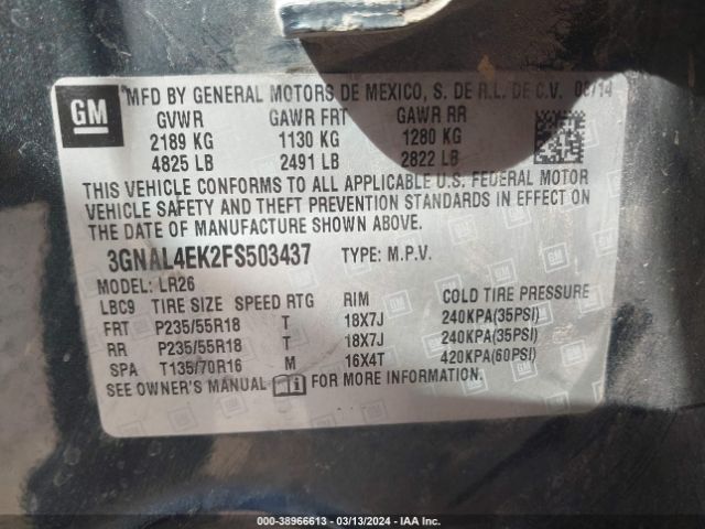 Photo 8 VIN: 3GNAL4EK2FS503437 - CHEVROLET CAPTIVA SPORT 