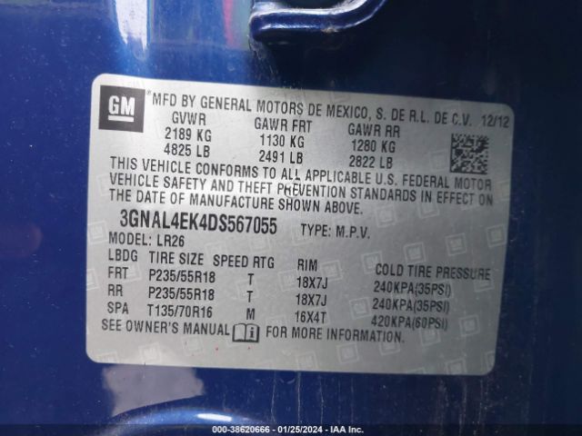 Photo 8 VIN: 3GNAL4EK4DS567055 - CHEVROLET CAPTIVA SPORT 