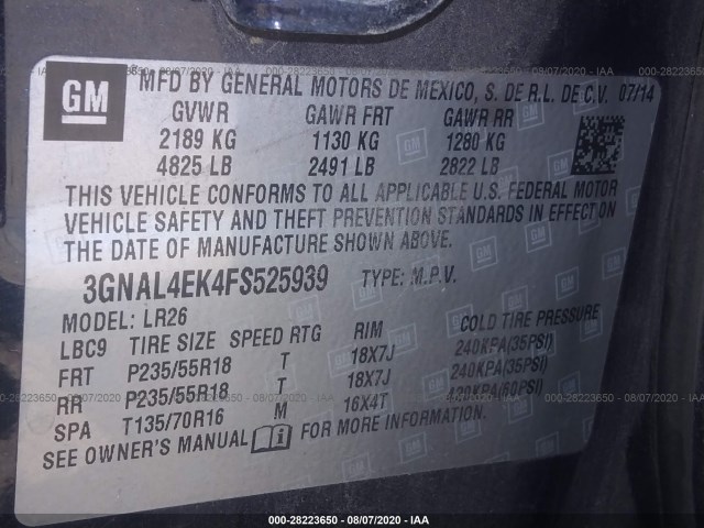 Photo 8 VIN: 3GNAL4EK4FS525939 - CHEVROLET CAPTIVA SPORT FLEET 