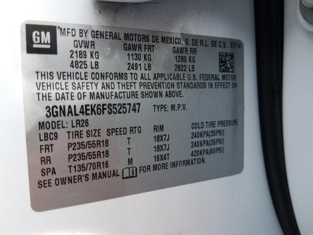 Photo 9 VIN: 3GNAL4EK6FS525747 - CHEVROLET CAPTIVA LT 