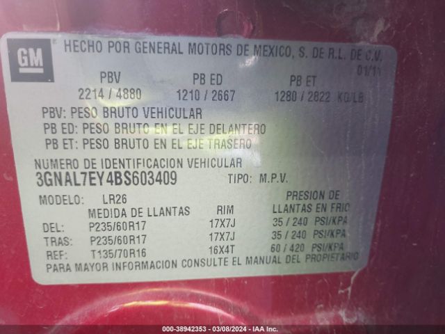 Photo 8 VIN: 3GNAL7EY4BS603409 - CHEVROLET CAPTIVA 