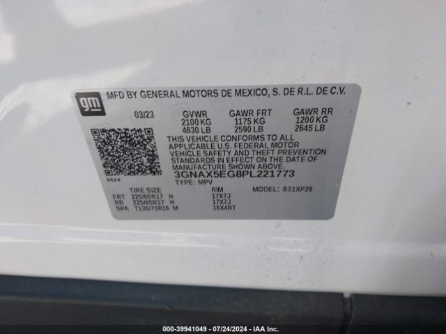 Photo 8 VIN: 3GNAX5EG8PL221773 - CHEVROLET EQUINOX 