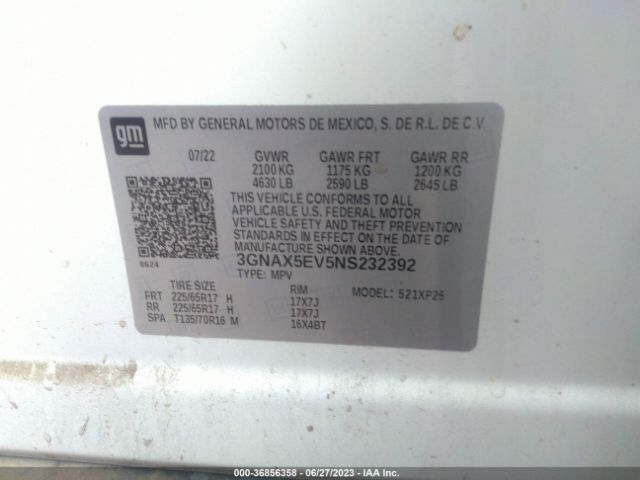 Photo 8 VIN: 3GNAX5EV5NS232392 - CHEVROLET EQUINOX 