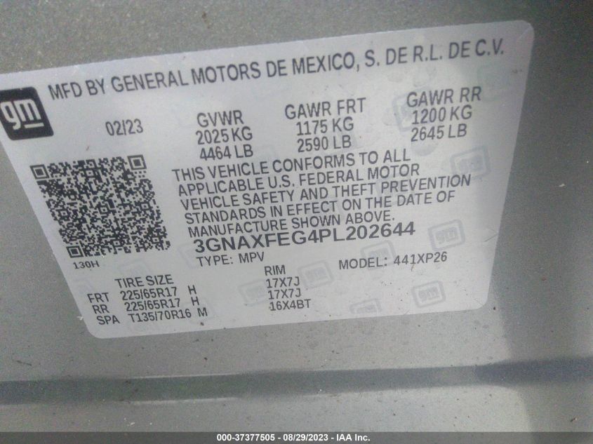 Photo 8 VIN: 3GNAXFEG4PL202644 - CHEVROLET EQUINOX 