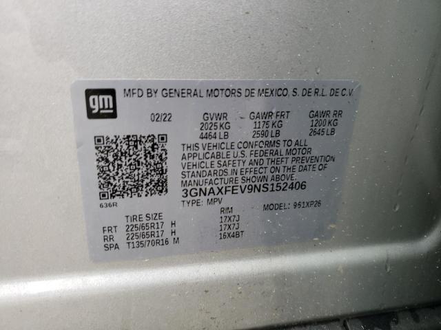 Photo 12 VIN: 3GNAXFEV9NS152406 - CHEVROLET EQUINOX LS 