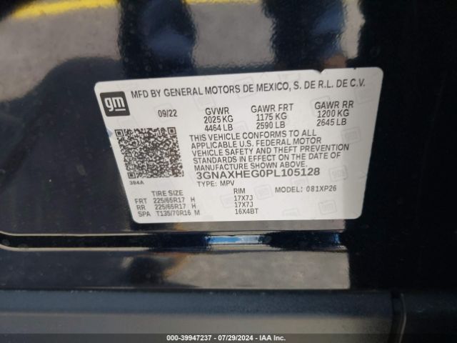 Photo 8 VIN: 3GNAXHEG0PL105128 - CHEVROLET EQUINOX 