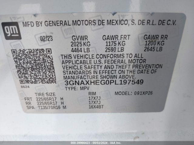 Photo 8 VIN: 3GNAXHEG0PL197549 - CHEVROLET EQUINOX 