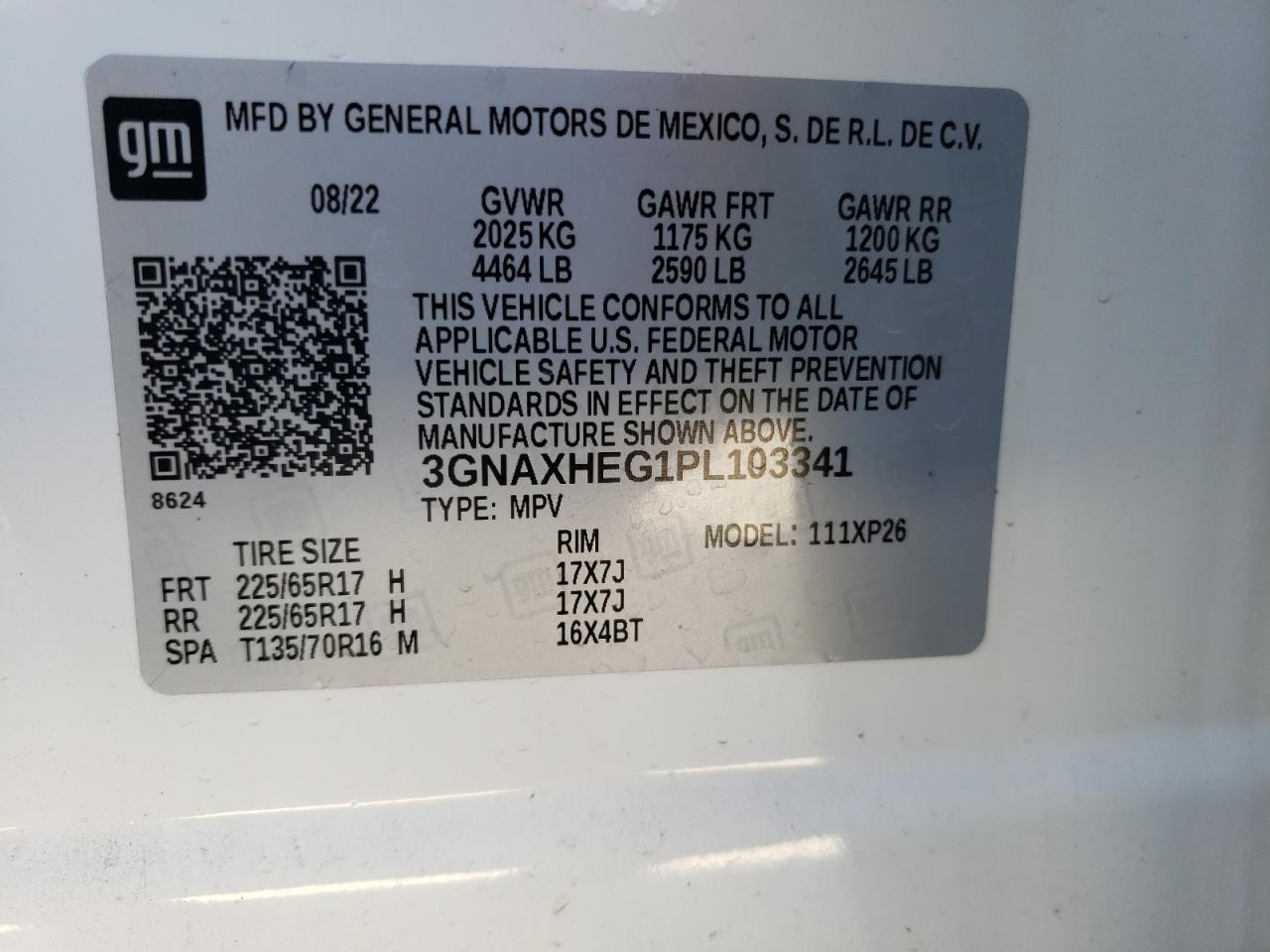 Photo 11 VIN: 3GNAXHEG1PL103341 - CHEVROLET EQUINOX 