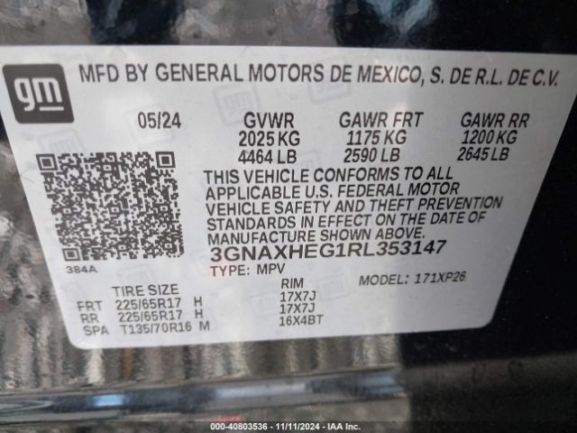 Photo 8 VIN: 3GNAXHEG1RL353147 - CHEVROLET EQUINOX 