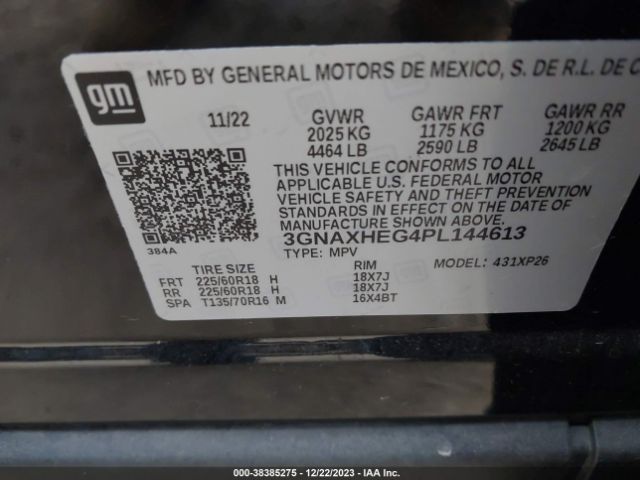 Photo 8 VIN: 3GNAXHEG4PL144613 - CHEVROLET EQUINOX 