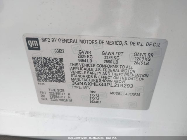 Photo 8 VIN: 3GNAXHEG4PL219293 - CHEVROLET EQUINOX 