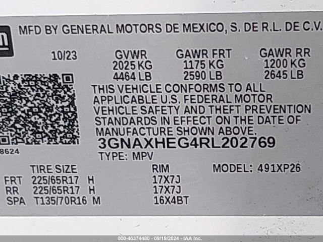 Photo 8 VIN: 3GNAXHEG4RL202769 - CHEVROLET EQUINOX 