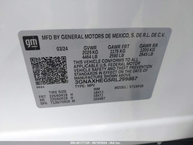 Photo 8 VIN: 3GNAXHEG5RL299867 - CHEVROLET EQUINOX 