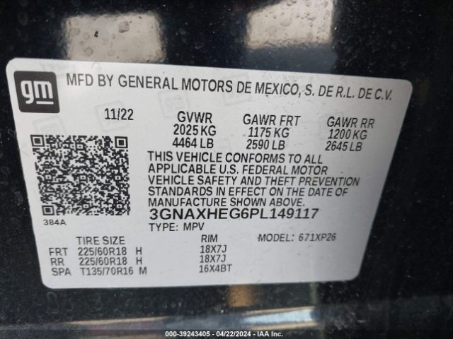 Photo 8 VIN: 3GNAXHEG6PL149117 - CHEVROLET EQUINOX 