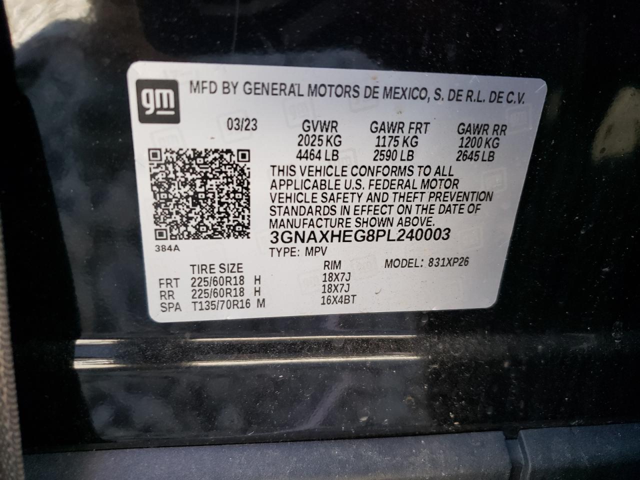 Photo 12 VIN: 3GNAXHEG8PL240003 - CHEVROLET EQUINOX 