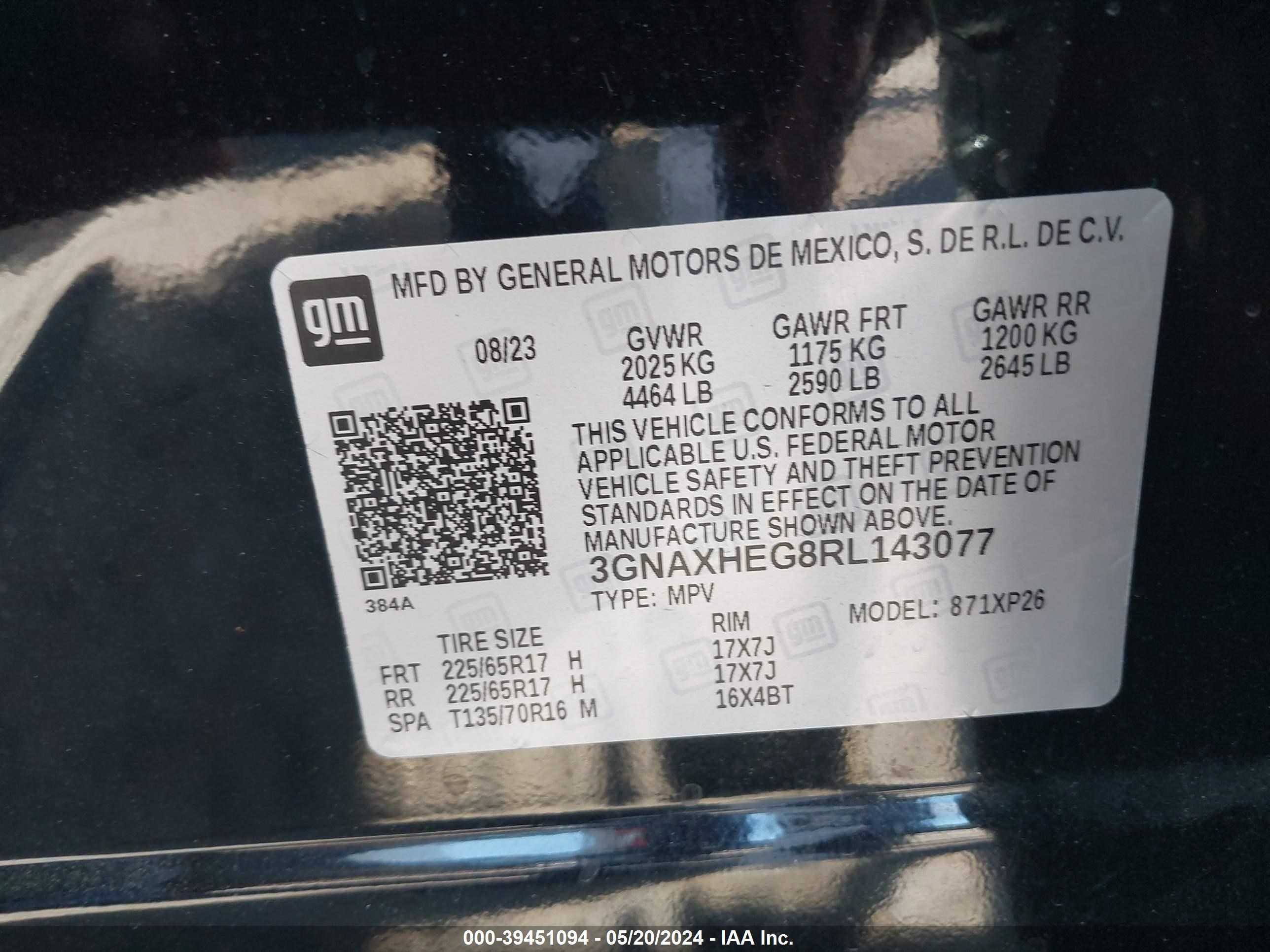 Photo 8 VIN: 3GNAXHEG8RL143077 - CHEVROLET EQUINOX 