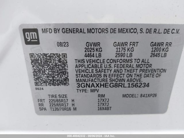 Photo 8 VIN: 3GNAXHEG8RL156234 - CHEVROLET EQUINOX 