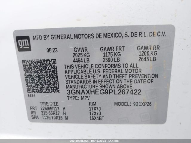 Photo 8 VIN: 3GNAXHEG9PL267422 - CHEVROLET EQUINOX 